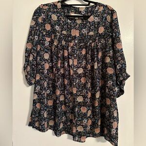 LOFT Short Sleeve Floral Blouse